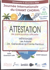 attestation, participation, journée internationale, chant choral